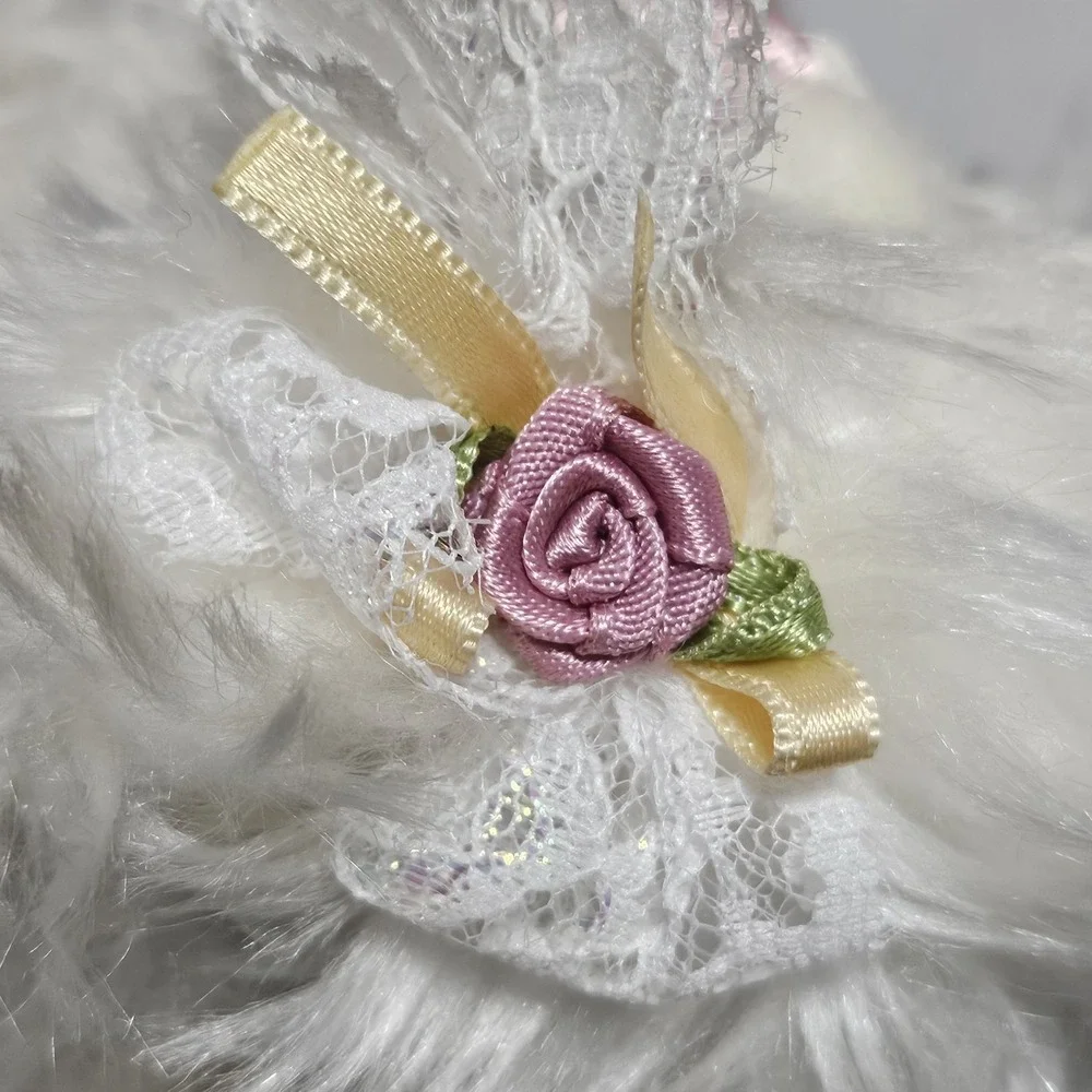 A&A Angel Teddy Bear Plush Jointed Stuffed Toy White W Wings Pink‎ Nose & Toes